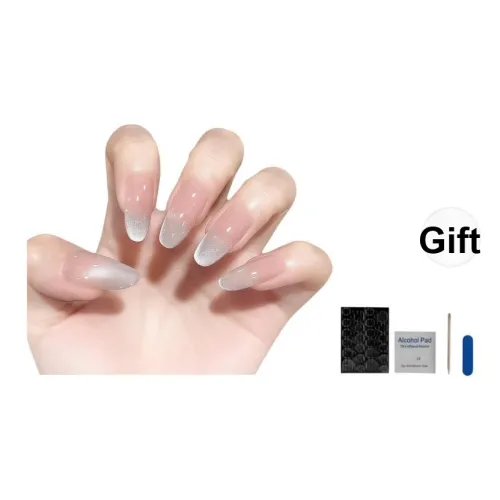 OUYUJI Ручной работы Готовый товар Съемный False Nail Миндаль Средний Staircase Овал Белый Телесный Стиль Instagram