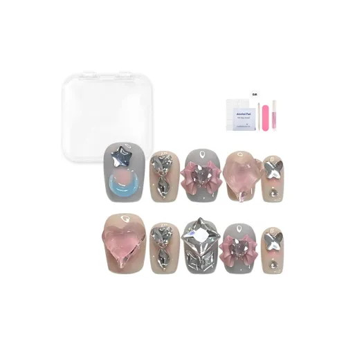 Yun Yue Joe Сладкий Мокко Ромб Мечта Конфетный цвет Дофаминовая одежда Y2K 3D-эффект False Nail Короткий LADDER 15mm