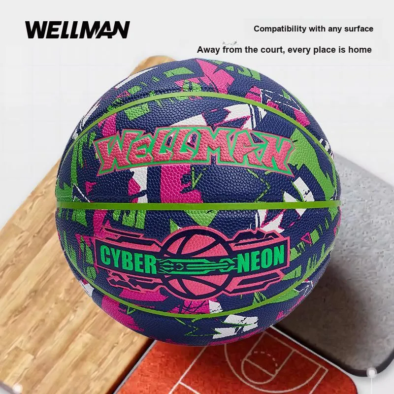 WELLman PU Basketball Blue Pink Size 7 Street Training Competition Unisex-6