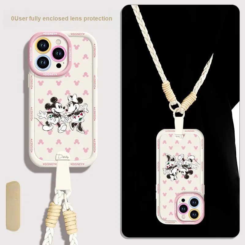 Disney Silicone Material Cute Crossbody Backpack Handheld Phone Cases Compatible With Apple 16/15/Plus/14/13/Pro/Max-15