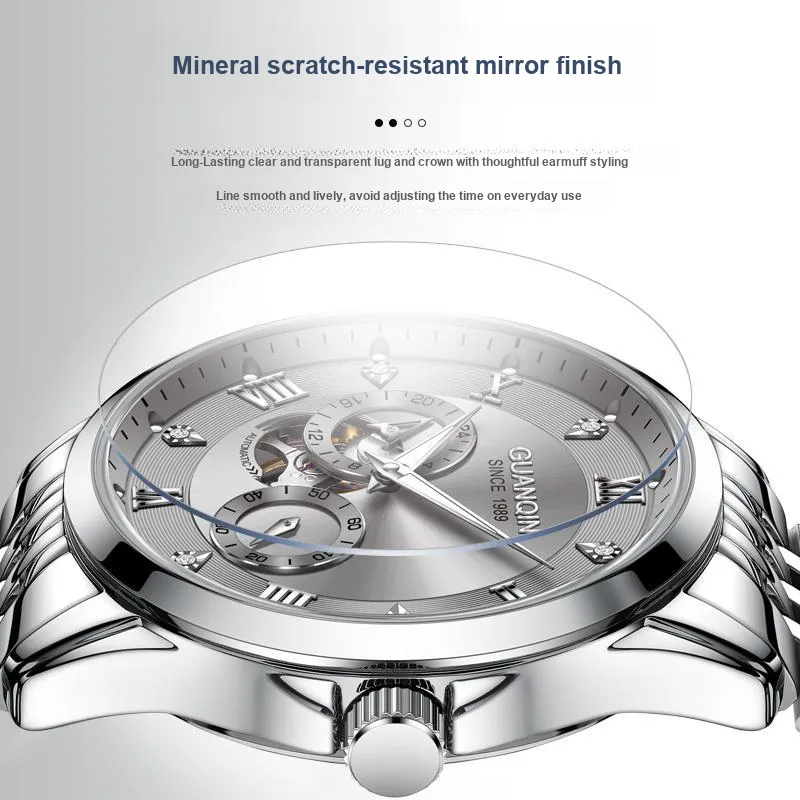 GUANQIN Super Player Collection Mechanical Movement Steel Strap Watch Men's Watches White Dial-16