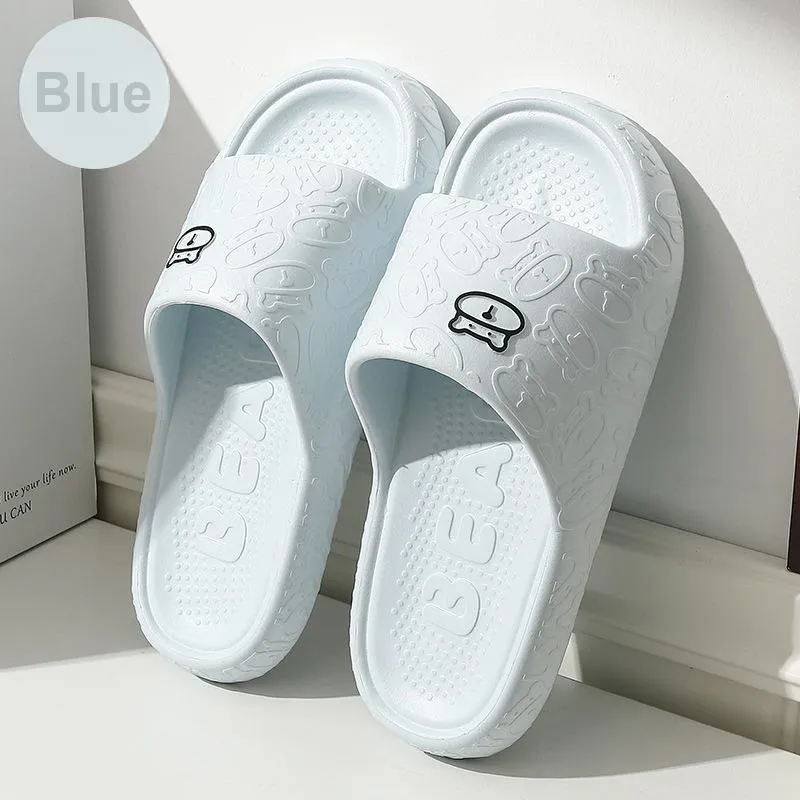 CEO EVA Quiet Home Bathroom Summer Slip Resistant Squashy And Bouncy Feeling Cartoon Bear Platform Slippers-3