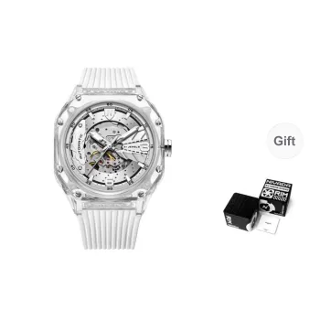 NIVADA Small Ice Cubes Automatic Mechanical Movement Unisex Watch Cut-Out Dial Silicone Strap