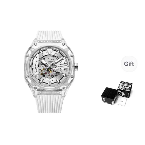 NIVADA Small Ice Cubes Automatic Mechanical Movement Unisex Watch Cut-Out Dial Silicone Strap