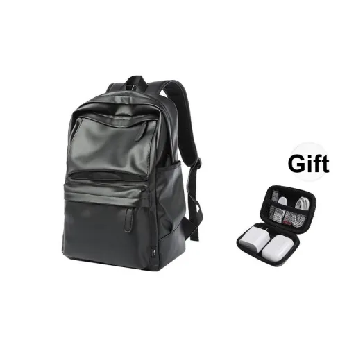 SEPTWOLVES Artificial Leather Backpack cricket Student Backpack Commute Travel Bag Women's QPL Men's Black