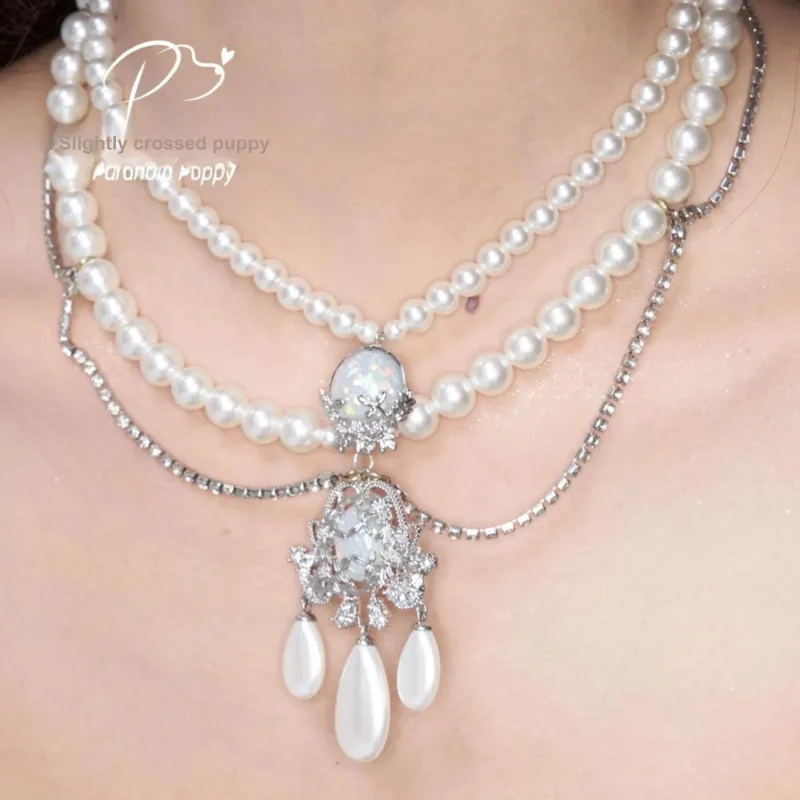 PARANOID PUPPY Pearl Vintage Fringe Necklace Party Evening Party Recommendation Women's-1