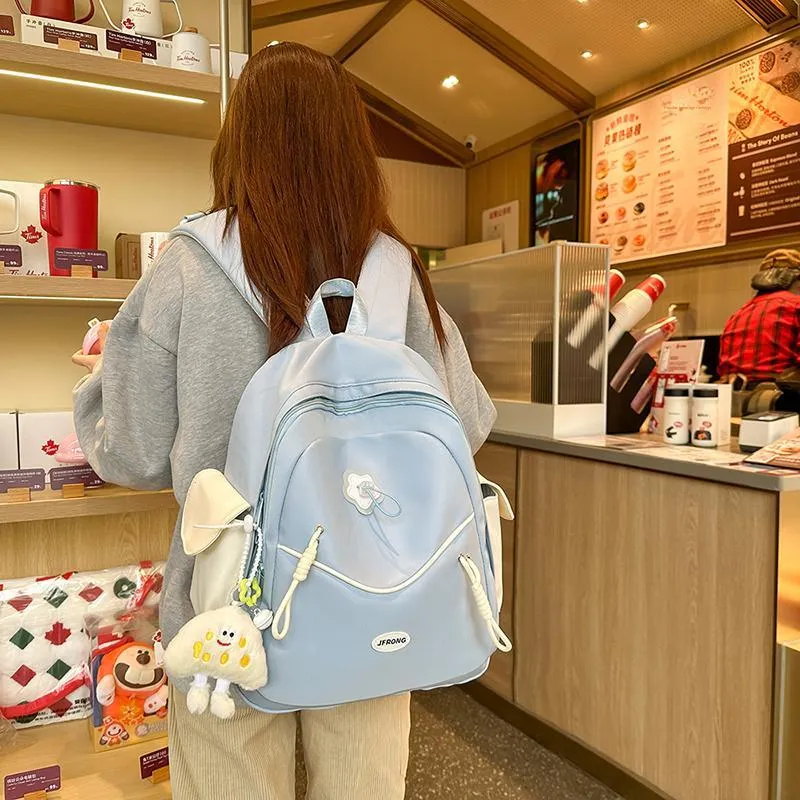 URBAN FOREST Nylon Backpack Unisex White/Black/Light Yellow/Sky Blue/Pink-15