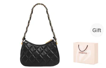 Miao Di Genuine Leather Sheepskin Crescent Moon Shoulder Bag Regular Women's Midnight Black