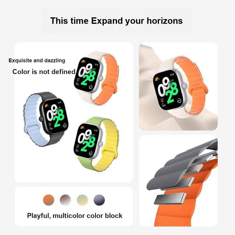 IBOANN Watch Band Red Beige Compatibility Silicone Material-10