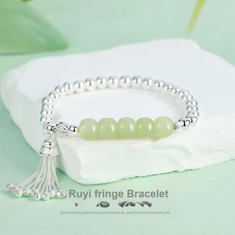 WEITIANXUAN Hetian Jade Bracelets Pale Greenish White Jade Women's-2