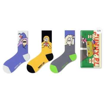 PL Mid Calf Socks Unisex Shopping Bag 3 Pack Mixed Color