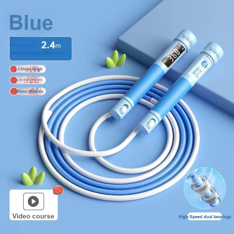 YUEDONG Professional Racing Non Countable Jump Ropes Kids PVC Rope PP+TPE Controller 2.4m/2.8m Blue-7