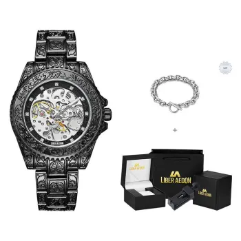 LIBER AEDON Mechanical Movement Cut Out Dial Men's Watches