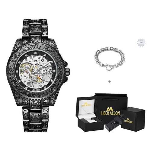 LIBER AEDON Mechanical Movement Cut Out Dial Men's Watches