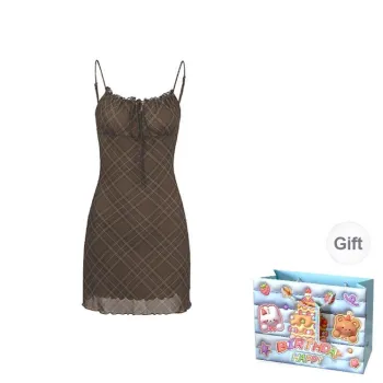 TWOPLUMGIRLS Slip Dress Women's Green Coffee Color