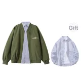 Army Green (with A Complimentary Blue White Stripes Shirt)