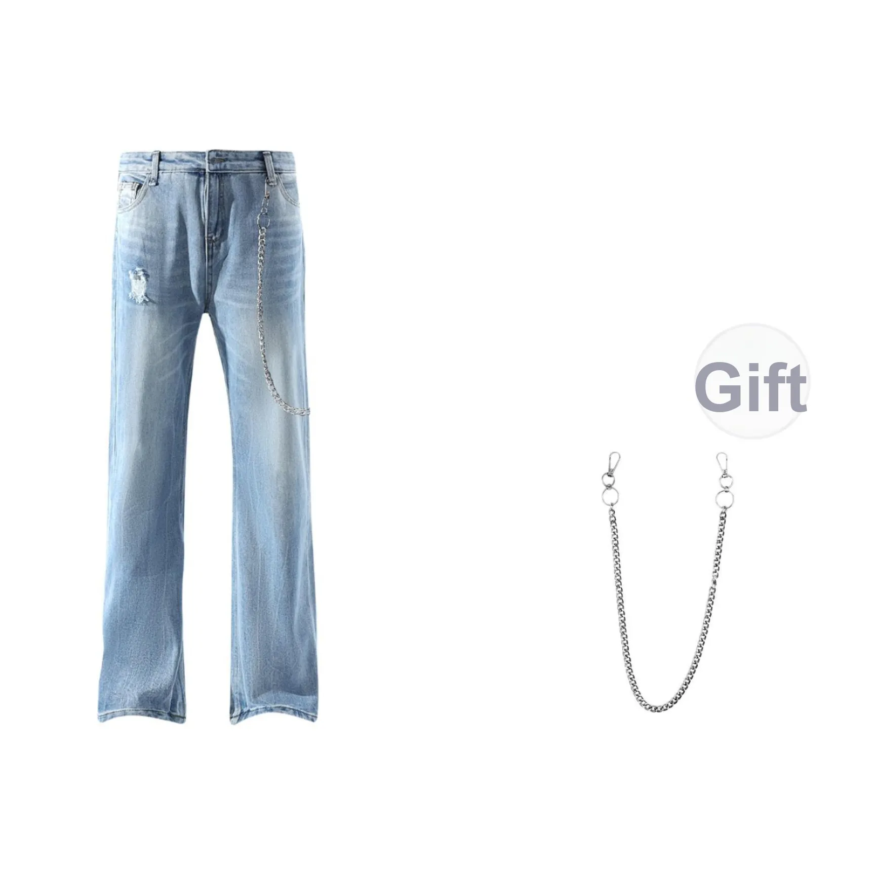 ZUOFEILI Светло-синие мужские джинсы