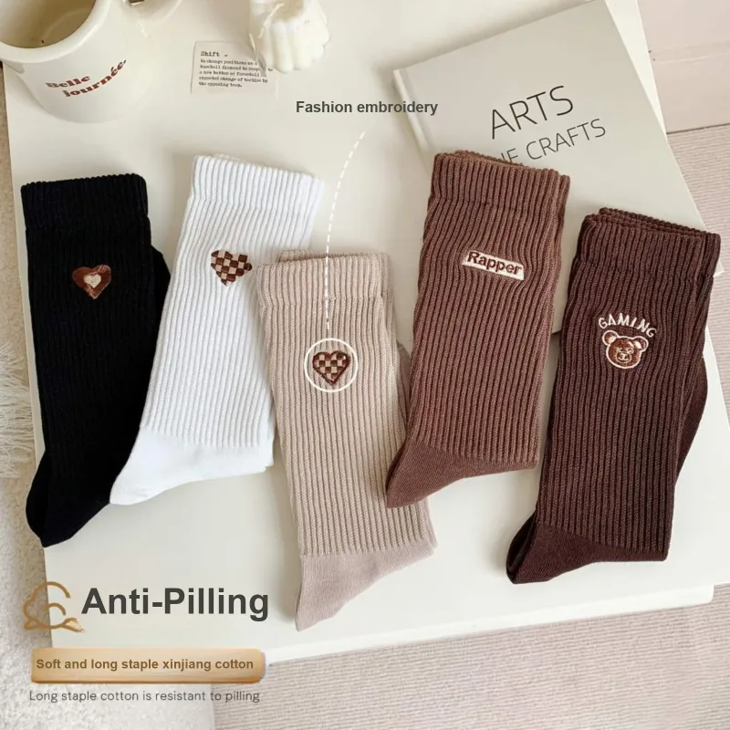 XXLLG Spring And Fall Mid Calf Socks Women's 4 Pack-4