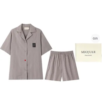 MIOJUER Pajama Set Summer Men's Gray