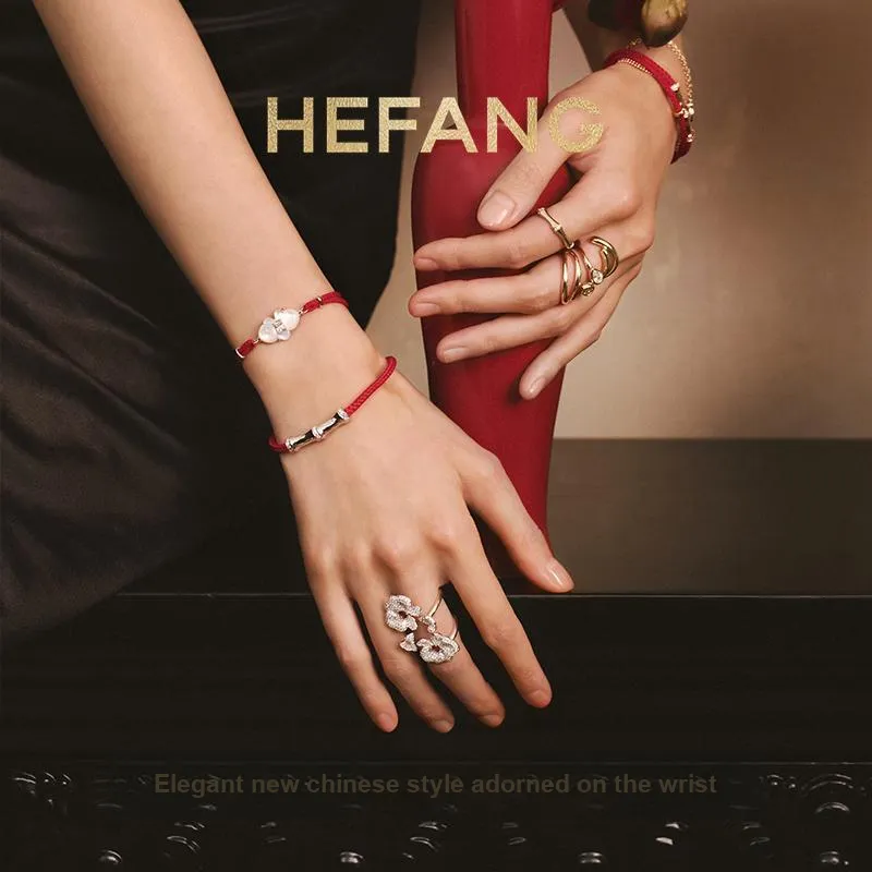 HEFANG All Things Spiritual Collection 925 Sterling Silver Moth Orchid Red Cord Bracelet Women's-2