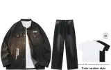 Set (Темно-серый топ + Черно-серые брюки) (Включает рубашку с коротким рукавом)