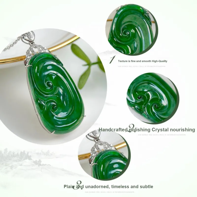 Oriental Jade Ice Type Necklaces Women's-3