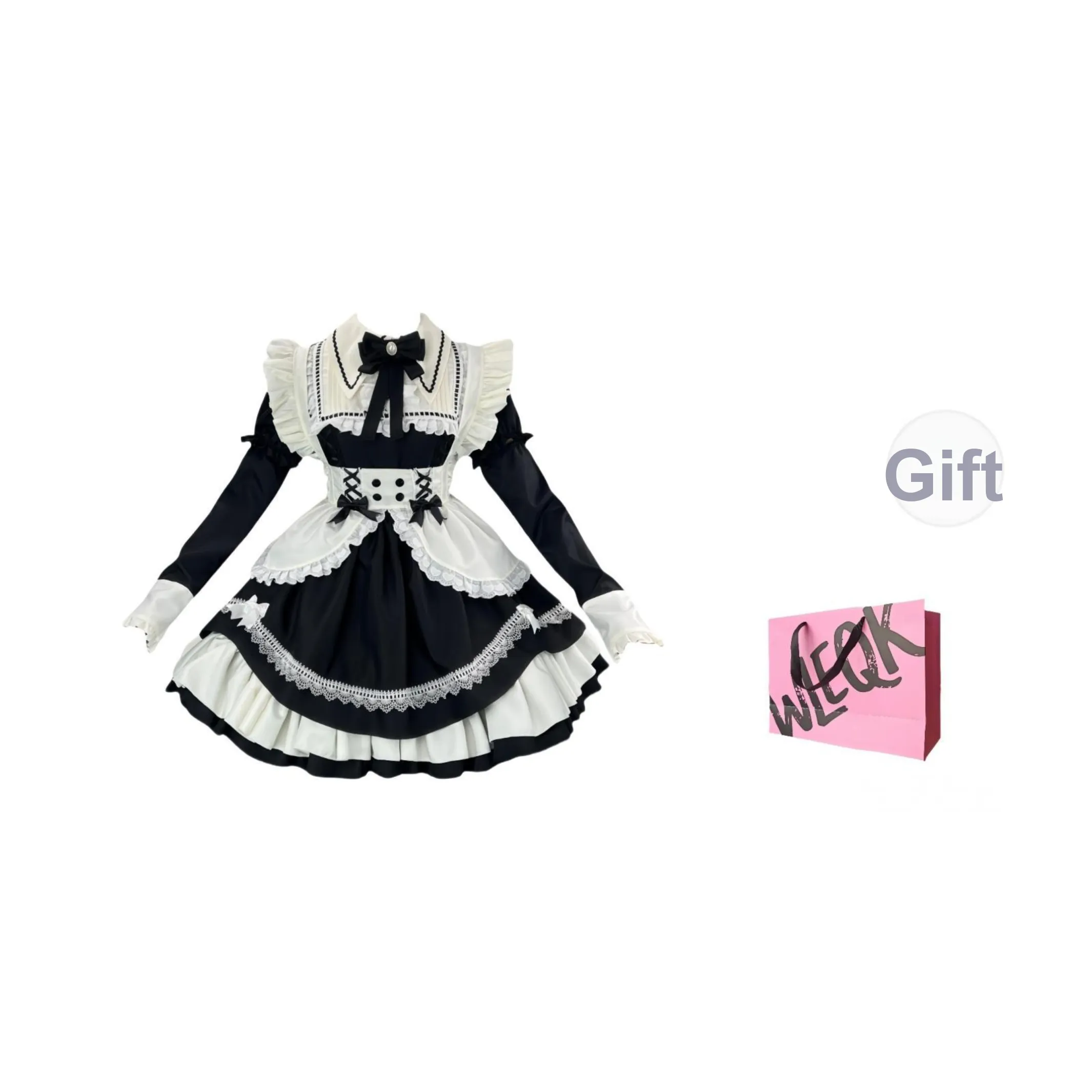 CTRTRC Короткий рукав + восьмиугольный фартук, галстуки-бабочки, аксессуары + рукав, женские лолита платья