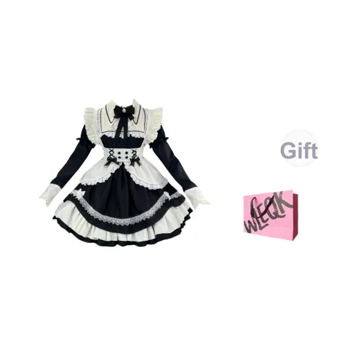 CTRTRC Короткий рукав + восьмиугольный фартук, галстуки-бабочки, аксессуары + рукав, женские лолита платья