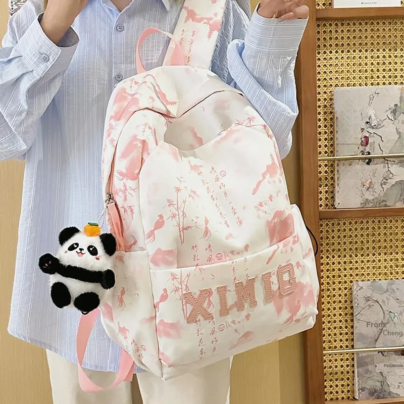 Yalu Nylon Backpack Unisex Black/Green/Blue/Pink-5
