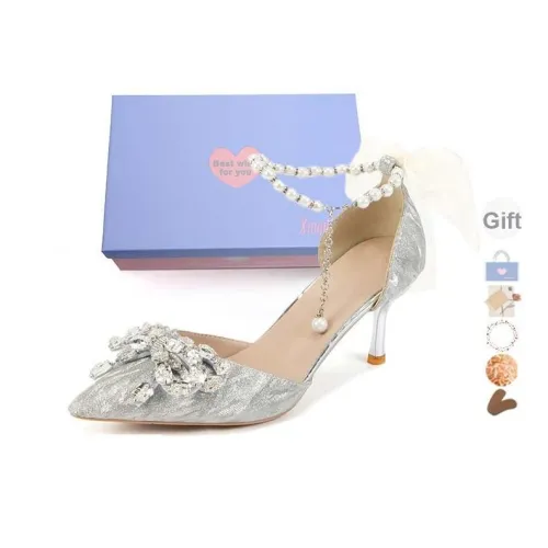 Xingdiman Узкий каблук Высокие каблуки Женские Серебряные [Подарочный набор в коробке]