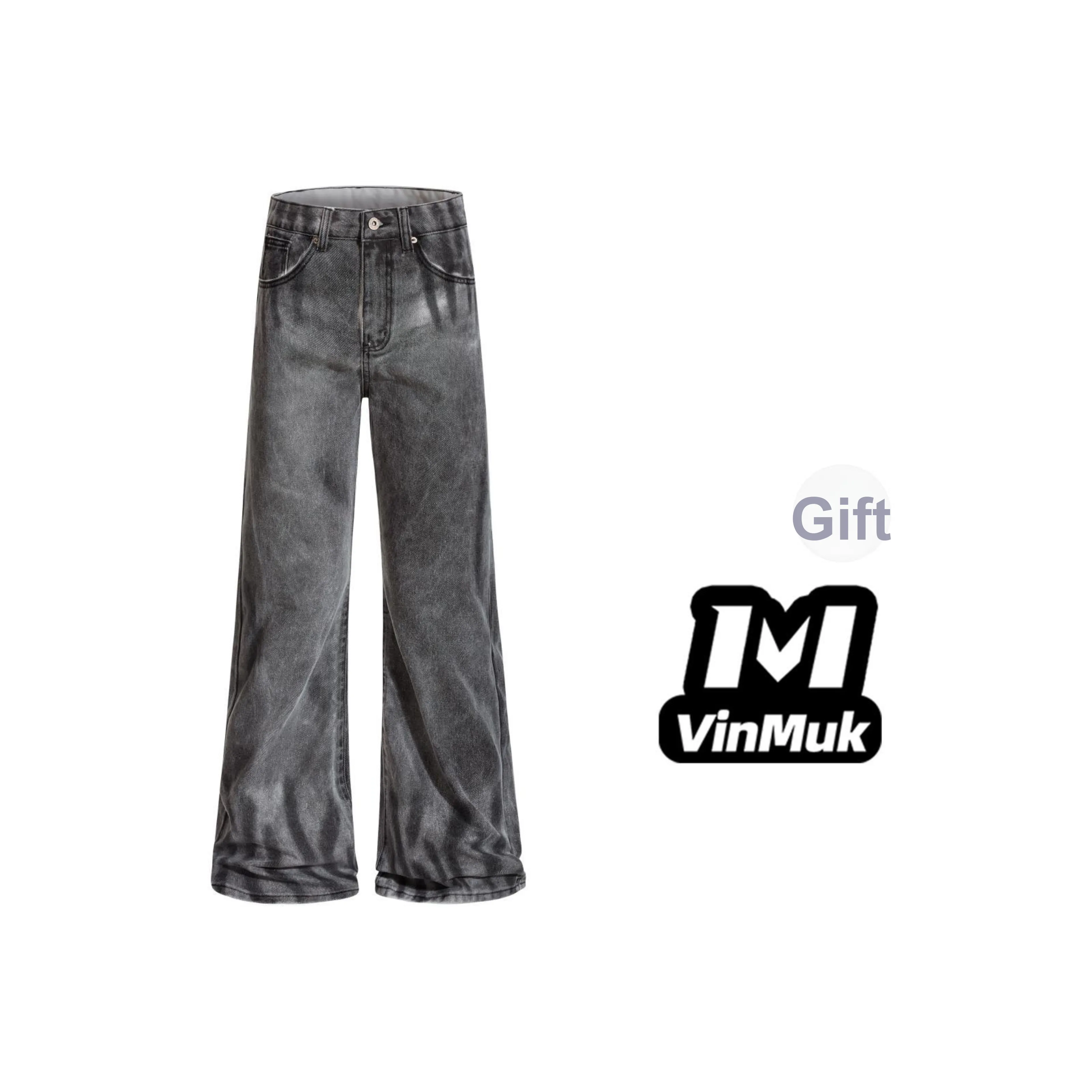 VINMUK Серый Белый Унисекс Джинсы