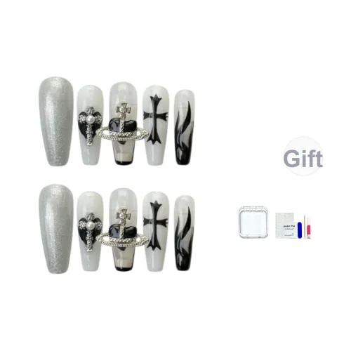 JINGCHANXUE Винтаж Премиум Crochet False Nail Длинный Крест Нюдовый Сияние 20мм