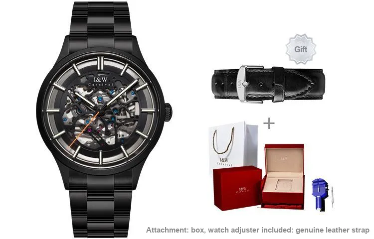 I&W CARNIVAL HWGUOJI Black Panther Collection Automatic Mechanical Movement Watch Men's Watches Black Dial-0