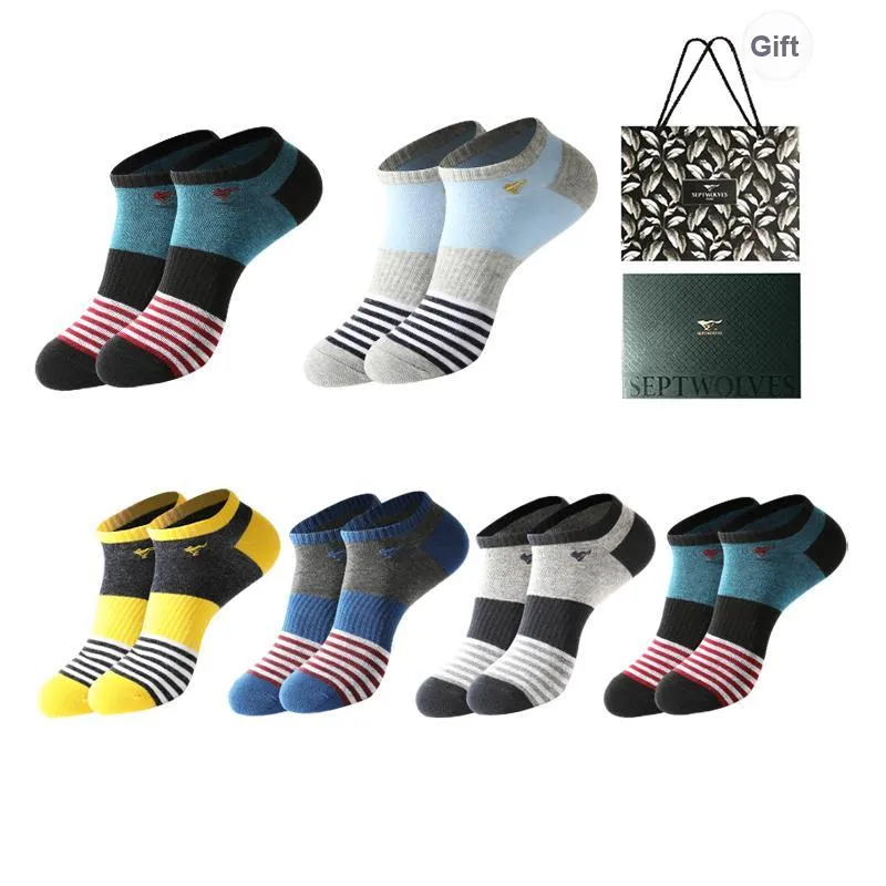 SEPTWOLVES Ankle Socks Men's 6 Pack Gift Box Set+Shopping Bag-33