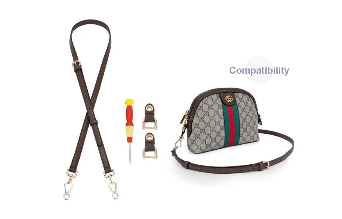 Lan Bao Fan Cow Leather Metal Crossbody Bag Strap Replacement Women's Brown