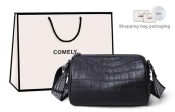 COMELY Cow Leather Patchwork Synthetic Leather Pillow Bag Shoulder Bag Regular Women's Extreme Night Black