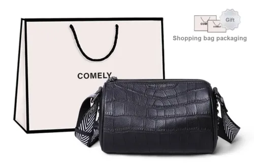 COMELY Cow Leather Patchwork Synthetic Leather Pillow Bag Shoulder Bag Regular Women's Extreme Night Black