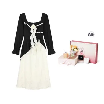 ANNIBUHUO Long Sleeved Dresses Women's Black