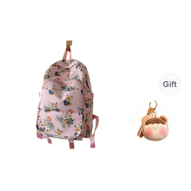 URBAN FOREST Nylon Backpack Unisex Brown/Pink/Beige/Green/Black-3