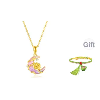 WINY 925 Sterling Silver Necklaces Women's Gold, Pink, White Gradient