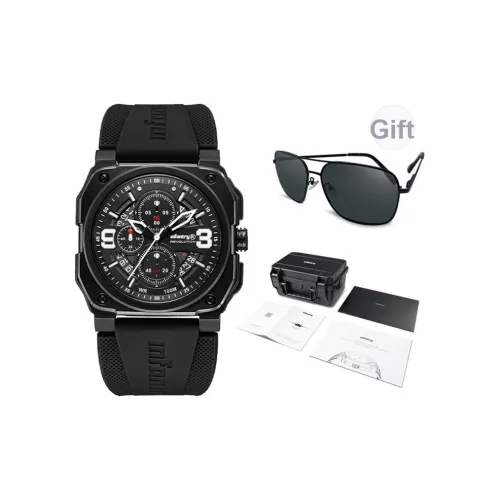 INFANTRY Navigator Watch GOOD Looking Многофункциональный Кварцевый механизм Силиконовый ремешок Часы Мужские Черный циферблат