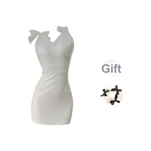 TORIGHT Без рукавов Платье Женское Белое Включает Бант Резинка для волос