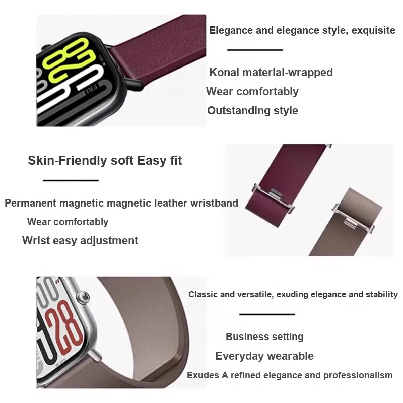 Yu Qing Watch Band Xiaomi Red Beige Compatibility Leather, Material-4