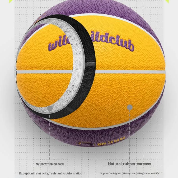 JRs City Collection PU Basketball Purple Yellow Size 7 Training Unisex-1