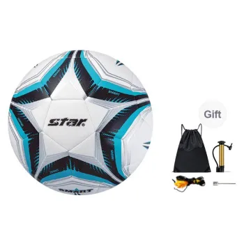 Star Size 5 Ball Soccer TPU Machine Stitched Soccer Ball Unisex Black Cyan