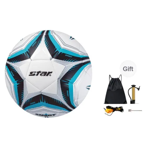 Star Size 5 Ball Soccer TPU Machine Stitched Soccer Ball Unisex Black Cyan