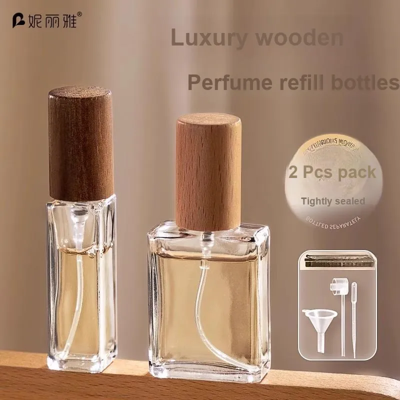 NILIYA Sample Press Bottle Walnut Wood Perfume Bottles With Dividers Glass Empty Bottle-2