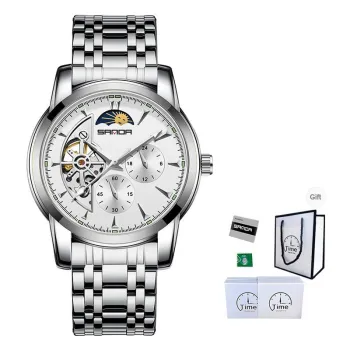 Sanda Automatic Mechanical Movement Stainless Steel Strap Watch Men's Watches White Dial