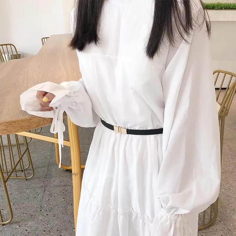 Emperor Penguin Matte Chic Coat With Black Belt Accessory And Skirt, Slim Fit PU Artificial Leather Belts Women's 1.4cm-1