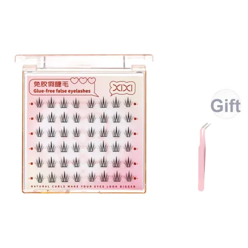 Xixi Бело-голубая керамика Стиль Маленький Тонкий Лист Клей Бесплатно Bent Ручка Искусственные ресницы Натуральный Увеличивающий Стиль